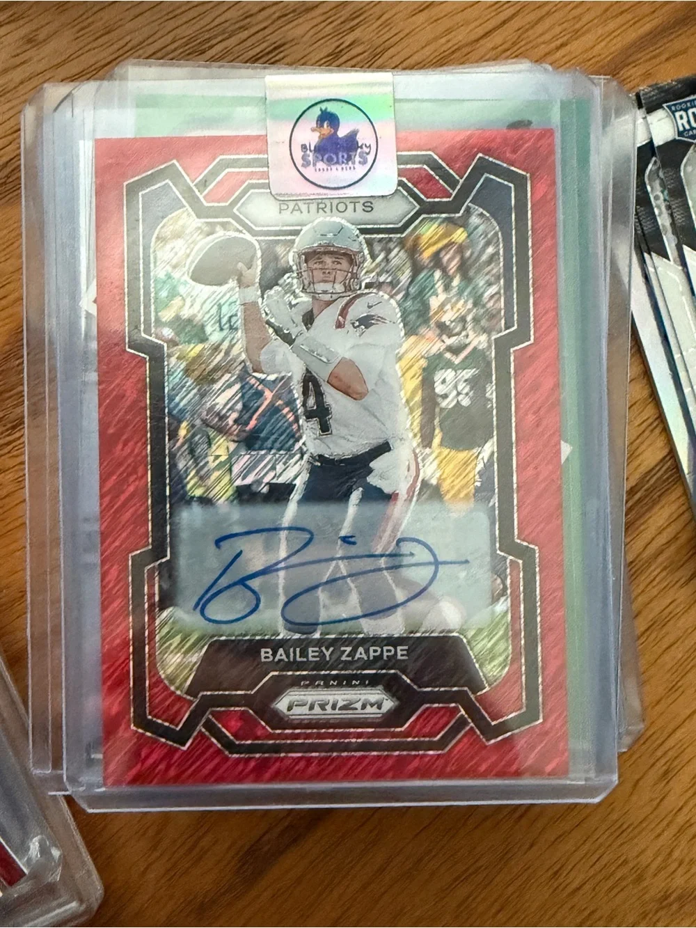 Bailey Zappe Autographed Football Card - Red Signed Prizm /35 auto